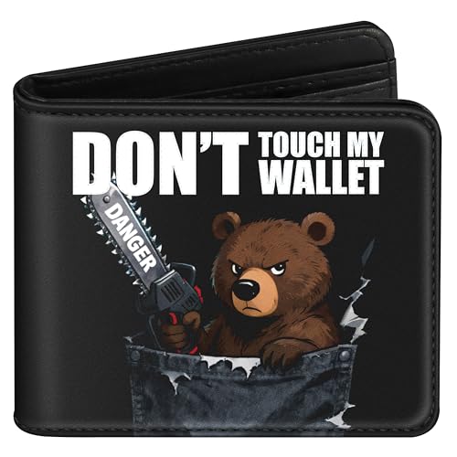 Image of Bistup Teen Boys Cool Wallet - Men Mens Don't Touch My Wallet Leather Credit Id Card Cash Holder Man Black Rfid Blocking Zipper Wallets With Coin Pocket Id Window Aesthetic Teen Boy Male Youth Guys
