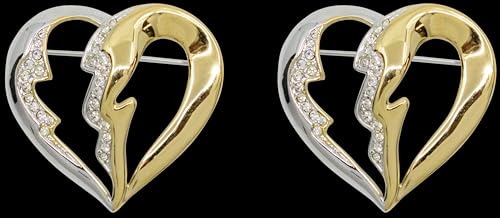 Image of Set of 2 Brooch Lapel Pins With Rhinestones