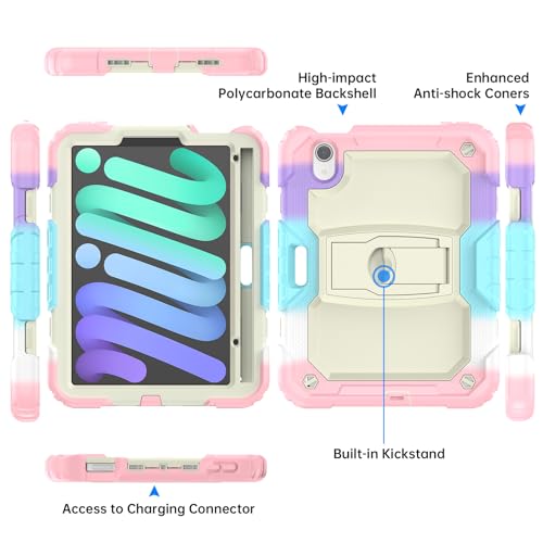 Protection iPad Mini 6 robuste rose pour devoirs des enfants - 6