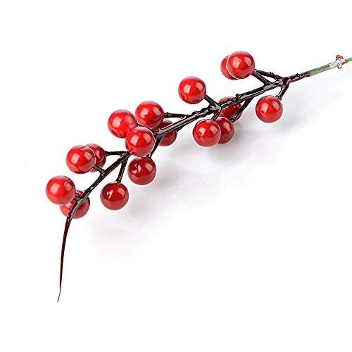 BELUPAI Artificial Berry Stems, 20 Pack 10.2" Christmas Red Berries Artificial Fruit Berry Holly Flower Branch Home Holiday Wedding Party DIY Christmas Tree Crafts Decor - Thumbnail 6