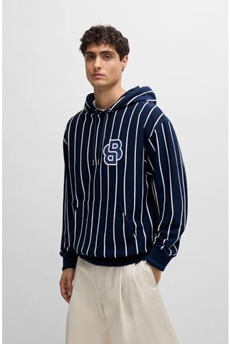 Sweat à capuche BOSS Sullivan 407 coton mercerisé rayures homme