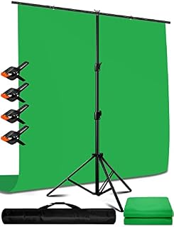Heysliy 6.5 X 9.6 FT Green Screen Backdrop Kit with 6.6 X 6.6 FT Portable Backdrop Support Stand, Greenscreen Kit Stand with Green Cloth and 4 Spring Clamps, for Photoshoot Streaming Zoom Gaming