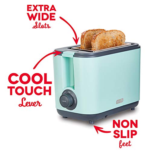 Dash 2 Slice, Extra Wide Slot Easy Toaster With Cool Touch + Defrost Feature, For Bagels, Specialty Breads & Other Baked Goods - Aqua #TOP3
