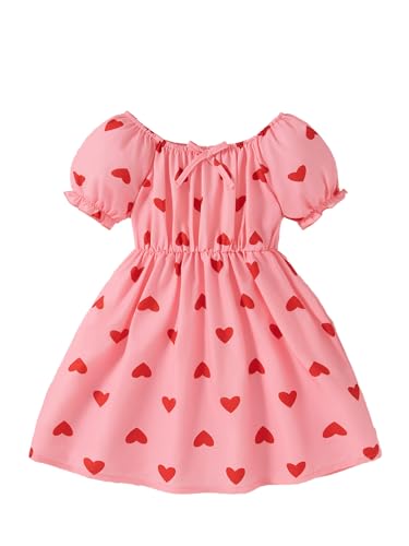 Little Girl Summer Floral Dress 2025 Puff Sleeve Girls Casaul Printed A-line Flowy Sundress