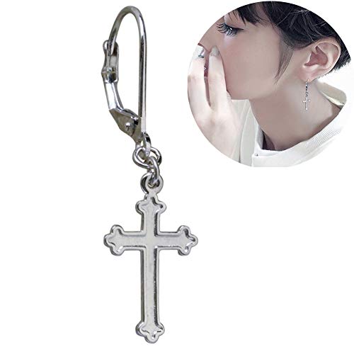 Boucles d'oreilles style gothique en argent massif croix vintage pour homme