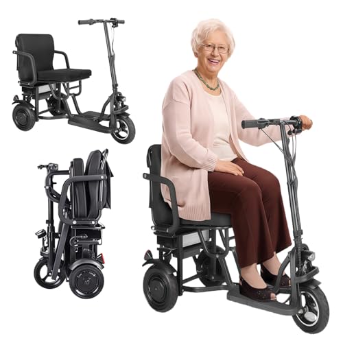 Electric Wheelchair, 3 Wheel Mobility Scooter, Folding Electric Mobility Scooter, Easy To Use Control Panel, 120kg Load Capacity 12A