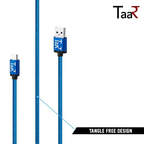 Image of Taar MUBR Micro USB Nylon Braided Data Cable - 3.28 Feet - (1 Meter) - (Blue)