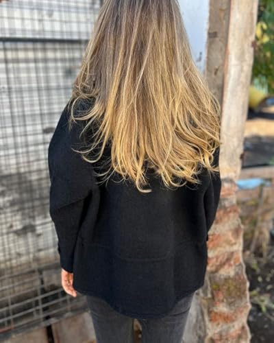 CHARTOU Women Winter Fall Casual Wool Blend Notch Lapel Blazer Coat Loose Tweed Jacket without Pocket3