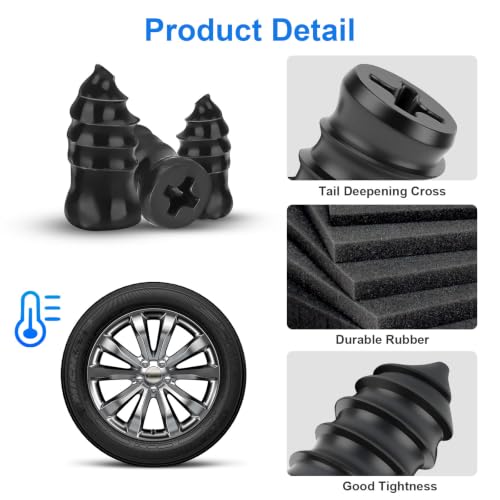 Image of Linkstyle 100PCS Tire Repair Kit, Screw-in Tire Plug Set with 3 Sizes Rubber Plugs, Flat Tire Puncture Repair Screws for Car Truck Motorcycle SUV Roadside Emergency Fix with Screwdriver & Storage Case