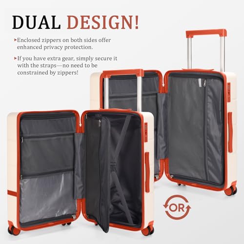 Image of 20 Inch Carry on Luggage, Hardside Suitcase with wheels Tsa Lock Hardshell Waterproof Travel Suitcases luggage for Women /Men /Family (Orange)