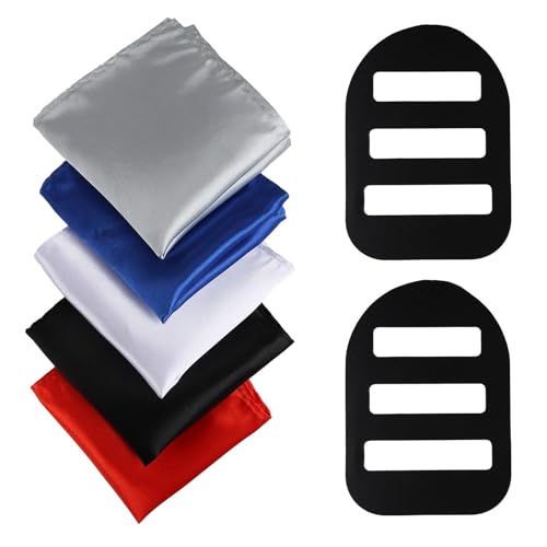 Pañuelo Traje Hombre, 5 Piezas de Pañuelos Hombre Bolsillo Poliéster con 2 Piezas de Clips para Vestir Accesorios, Poncho para Blanco Azul Rojo Eventos Nocturnos de Boda de Negocios