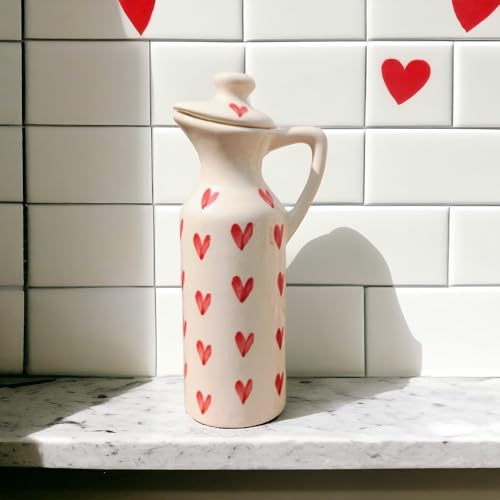 Image of MALAIKAH Ceramic Oil Dispenser Heart Pack of 3 for Kitchen, Dining, Gifting, Home & Kitchen Decor