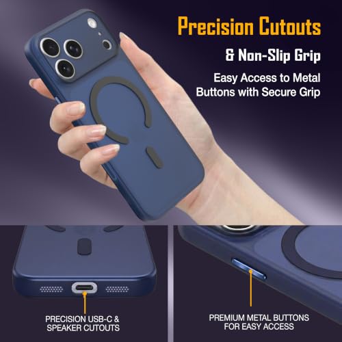 Image of ZAP CASE Paper Thin Case for iPhone 17 Pro Max | Ultra-Slim 0.5 mm Back Cover | Metal Buttons | Lightweight | Matte Finish | Anti-Fingerprint | Scratch Resistant | Camera Protection | Magsafe | Blue