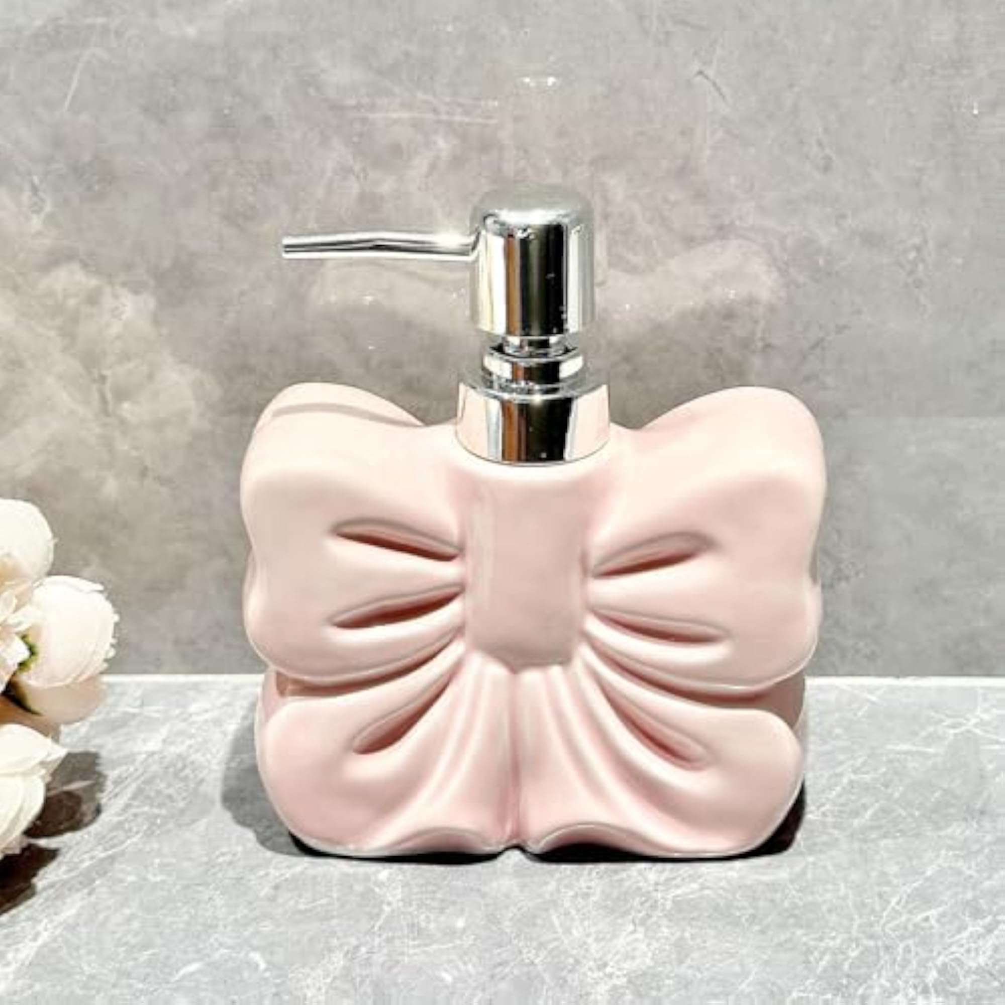 Decorative Bow Lotion Dispenser, Cute Bathroom Accessory