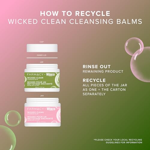 Image of Farmacy x WICKED Cleansing Balm Skin Care Set - Travel Size Makeup Remover Duo - Limited Edition Wicked Clean Skincare Set Includes Pink & Green Balms - Gently Removes Make Up, SPF & Oil (2 Count)