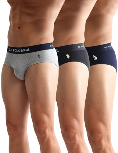 Image of U.S. Polo ASSN. Mens OEB13 Anti Microbial Solid Underwear Briefs - Pack of 3