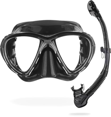 CRESSI Combo Big Eyes+Alpha UD Black/Black - Kombo Set Maske Big Eyes Evo und Schnorchel Alpha UD, zum Tauchen und Snorkeln, Schwarz/Schwarz, Einheitsgröße, Erwachsene