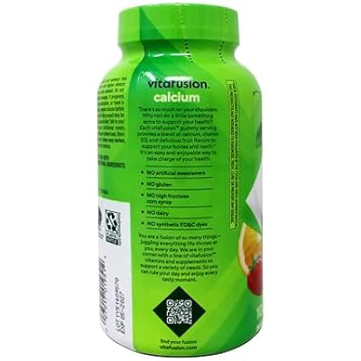 Vitafusion Calcium, Gummy JKHyWW Vitamins for Adults, 500 mg, 100 Count (Pack of 2)