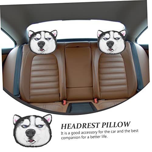 ULTECHNOVO Auto Nackenkissen für Kopfstütze Kleines Kissen mit Hundekopf Design Autositzkissen aus Polyester und Baumwolle für Fahrkomfort