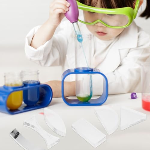 Image of iplusmile 6Pcs Optical Lens Kit for Physics Teaching - Includes Convex and Concave Lenses, Prisms, and Optical Accessories for Education and Experiments