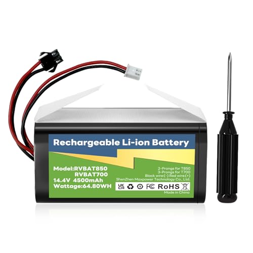 RVBAT850 Battery, Upgrade 4500mAh Battery Replacement for Shark Vacuum, Suitable for Rvbat850 Shark Ion-battery R75, R85 R761 RV850 AV1010AE AV2501AE AV970 RV700_N Robot Vacuum Cleaners RVBAT700
