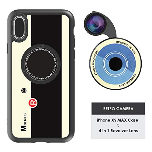 Ztylus Designer Revolver M Series Camera Kit: 4 in 1 Lens + iPhone Xs MAX Case, Smartphone Lens Kit Accessory  Fisheye Lens, Wide Angle Lens, Macro Lens, CPL (Retro Camera)