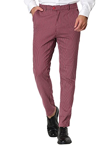 Lars Amadeus Men's Stripe Dress Pants Slim Fit Formal Business Prom Trousers