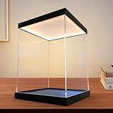 Vitrina metacrilato Exhibición de Caja de Acrílico para Figuras con Luz LED, Caja de Exhibición de Acrílico Transparente para Trofeos, Vitrina Almacenamiento Cubos(50x50x50cm/20x20x20in)