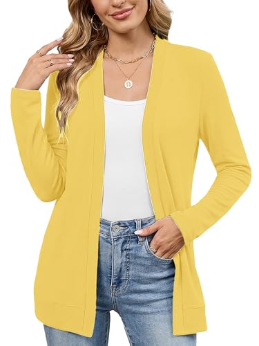Image of Heymoments Lightweight Open Front Cardigan Sweater for Women Long Sleeve Causal Bolero Button Down Soft Outwear Tops