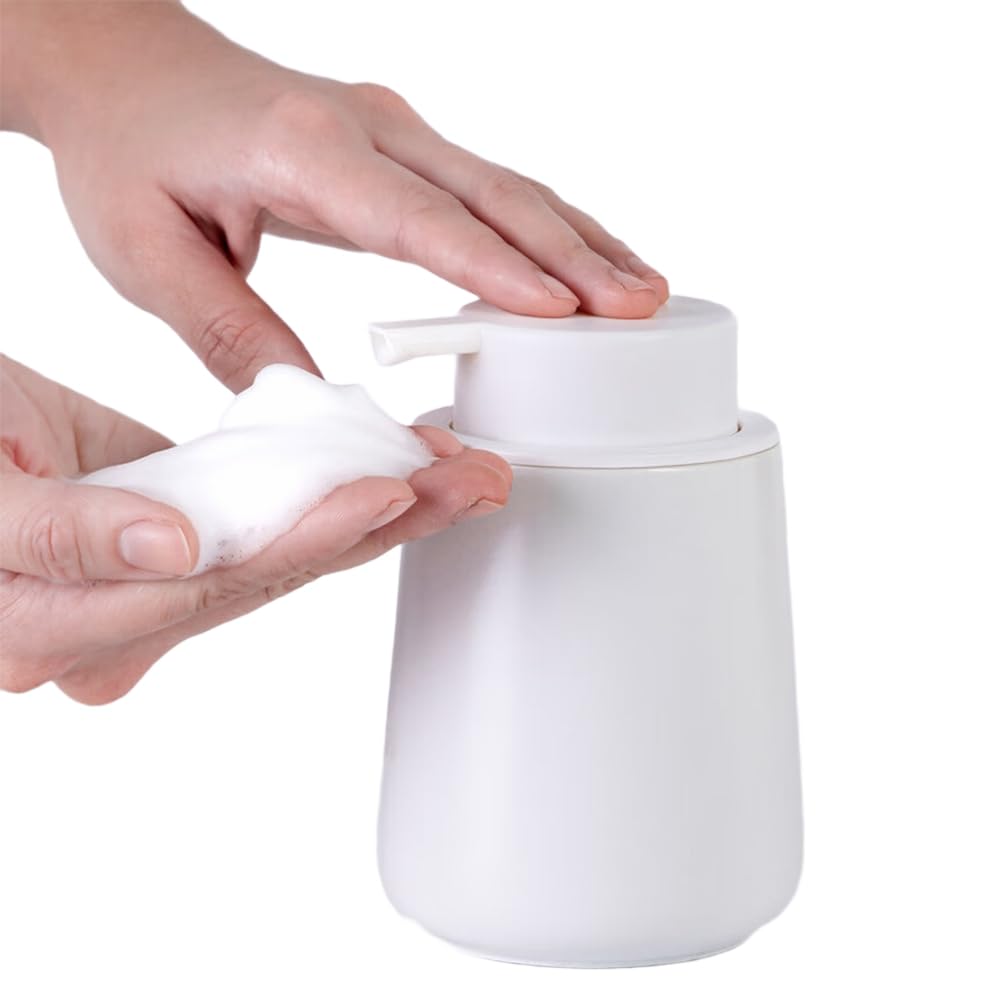 CTRLZS Soap Dispenser, 400ml Foam Soap Dispenser with Head, Ceramic Hand Soap Dispenser, Soap Dispenser White Foam Pumps