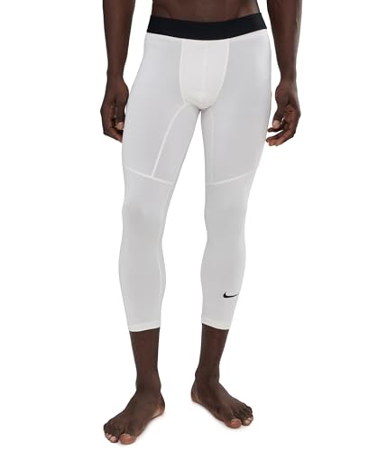 Nike Men's Pro Dri-FIT 3/4-Length Fitness Tights White/Black Medium