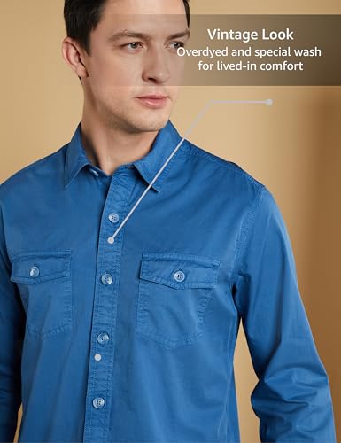 Image of Symbol Premium Men Long Sleeve Casual Washed Cotton Twill Shirt (Regular Fit)