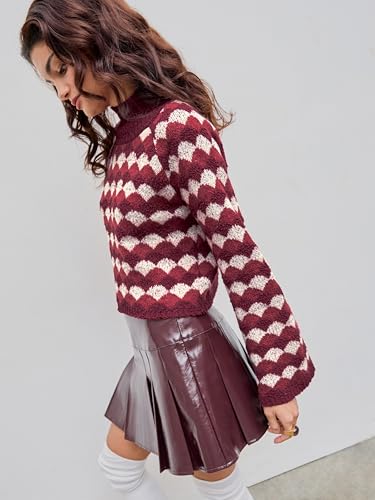 CIDER Wool-Blend Geometric High Neck Sweater4