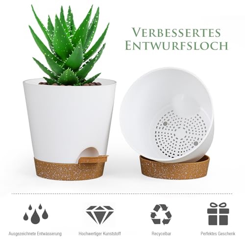 Homeuouz-6-Packs-Blumentopf-Selbstbewassernd-152cm-Pflanzentopf-mit-Bewasserungssystem-Ubertopf-mit-Brown-Untersetzer-Blumentopfe-Set-Ideal-fur-Innen-und-Balkongarten-Weis | Dealmeister.io Alt tag für bilder post titel