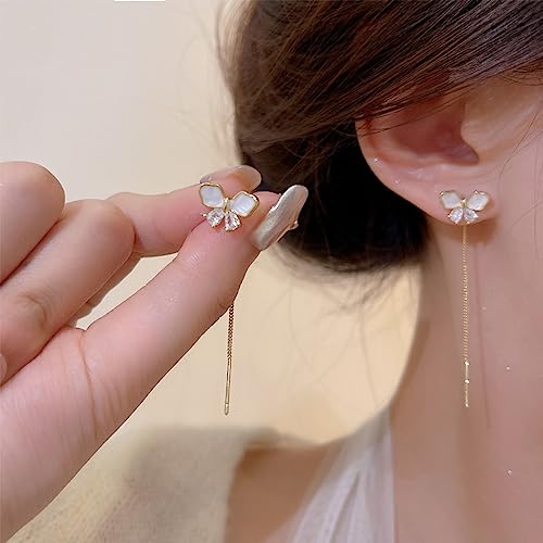 CZ Butterfly Threader Dangle Earrings for Women Girls Cubic Zirconia Golden Long Tassel Chain Drop Dangling Earring Fashion Dainty Lightweight Birthday Christmas Jewelryfor Sister2