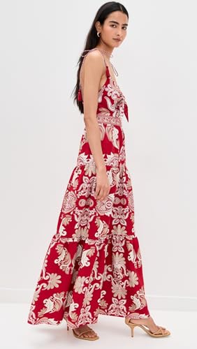 alice + olivia Women's Minka Tie Front Maxi Dress with Tassels4