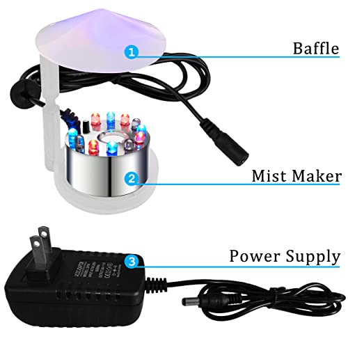 PULACO Mist Maker, 12 LED Mister Fogger Water Fountain Pond Fog Machine