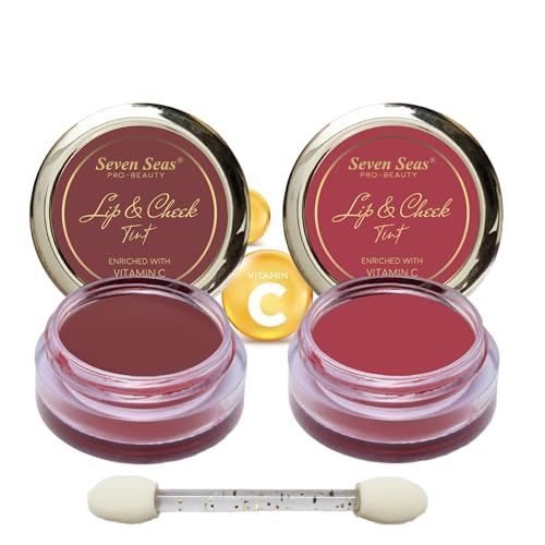 Image of Seven Seas Lips & Cheek Tint Combo Pack of 2 | Matte Natural Blush for Women | Lip Tint with Vitamin E | Nourishing Cheek Tint (Copper Rust, Hippie Pink)