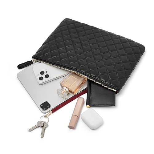 Image of DORIS&JACKY Large Quilted Clutch Purse for Women, Designer Oversize Hand- Carry Evening Bag and Unisex Slim Envelop Pouch Bag | Large