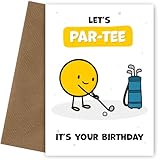 Funny Golf Birthday Card for Men - Let's Par-tee! Perfect Bday Card for Husband, Dad, Brother, or Grandad that's a Hole-in-One - Any Age - Humorous & Memorable Cards - Image 1