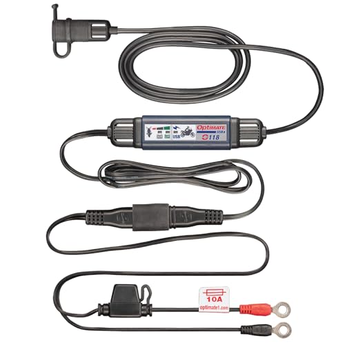 OptiMate USB O-118, Smart in-line 3300mA Motorcycle USB-C Charger, with Standby Mode and Vehicle Battery Monitor