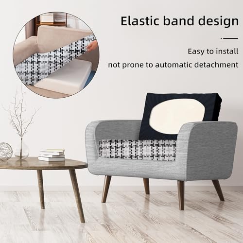 Image of BIETYONE 8Pcs Stretch Patio Cushion Covers,Outdoor Couch Covers Replacement,Outdoor Couch & Sofa Slipcovers,for Patio Furniture Cushion Covers,Washable Reusable urniture Protector(Black Grid,8PCS)