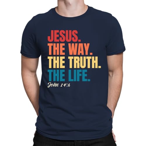 Jesus The Way Truth Life Bible Verse Christian - Maglietta da uomo, blu navy, 3XL
