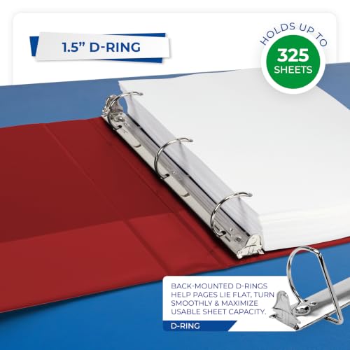 Image of Samsill Durable 1.5 inch 3 Ring Binder, D Ring Binder, 100% Recycled Chipboard, Red, 12 Pack