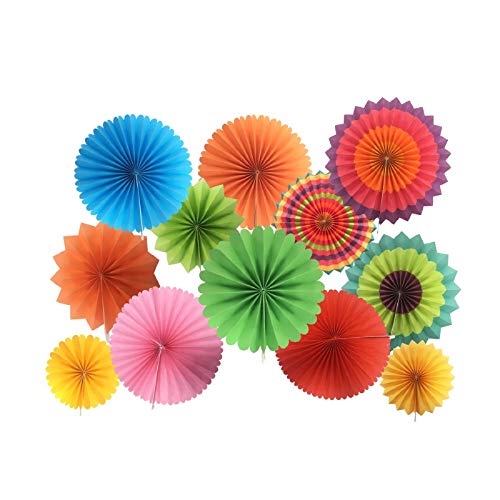 12 Stück Papierfächer Dekorationen rund Muster Papiergirlanden Dekoration für Geburtstag Hochzeit Abschlussfeier Events Zubehör Cover