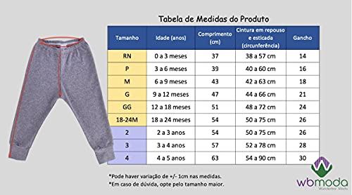 Kit 4 Calças Infantis Bebê Menina Mijão 100% Algodão mjk89 - Sortido Cores Claras - 12-18 M
