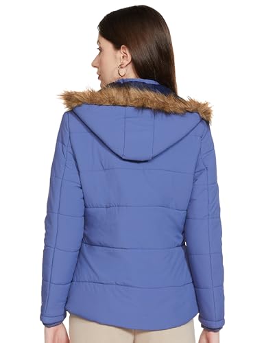 Image of Qube By Fort Collins Women's Regular Fit Bomber Jacket with Detachable Hood - Stylish & Comfortable Winter Wear |Material: Polyester