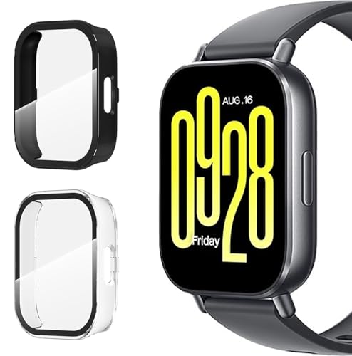 Natbok 2 Piezas Funda con Cristal Templado Protector de Pantalla para Redmi Watch 5 Active,Funda Protectora Dura PC,Antiarañazos,Anti-Choque,Ultra-Thin para Redmi Watch 5 Active