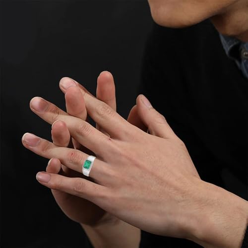 1CT/1.5CT/2CT Emerald Signet Ring - Cushion/Emerald/Oval/Round Cut Green Gemstone Mens Pinky Rings 10K 14K 18K Solid Gold Sterling Silver Emeralds Signet Pinky Ring for Anniversary Fathers Day2
