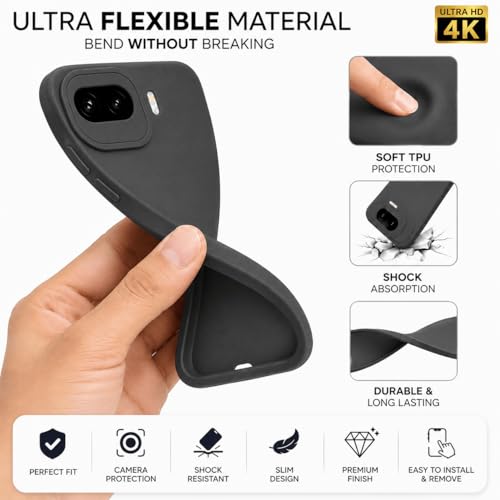 Image of FIRST MART Matte Silicone Back Cover for iQOO 15R - Black